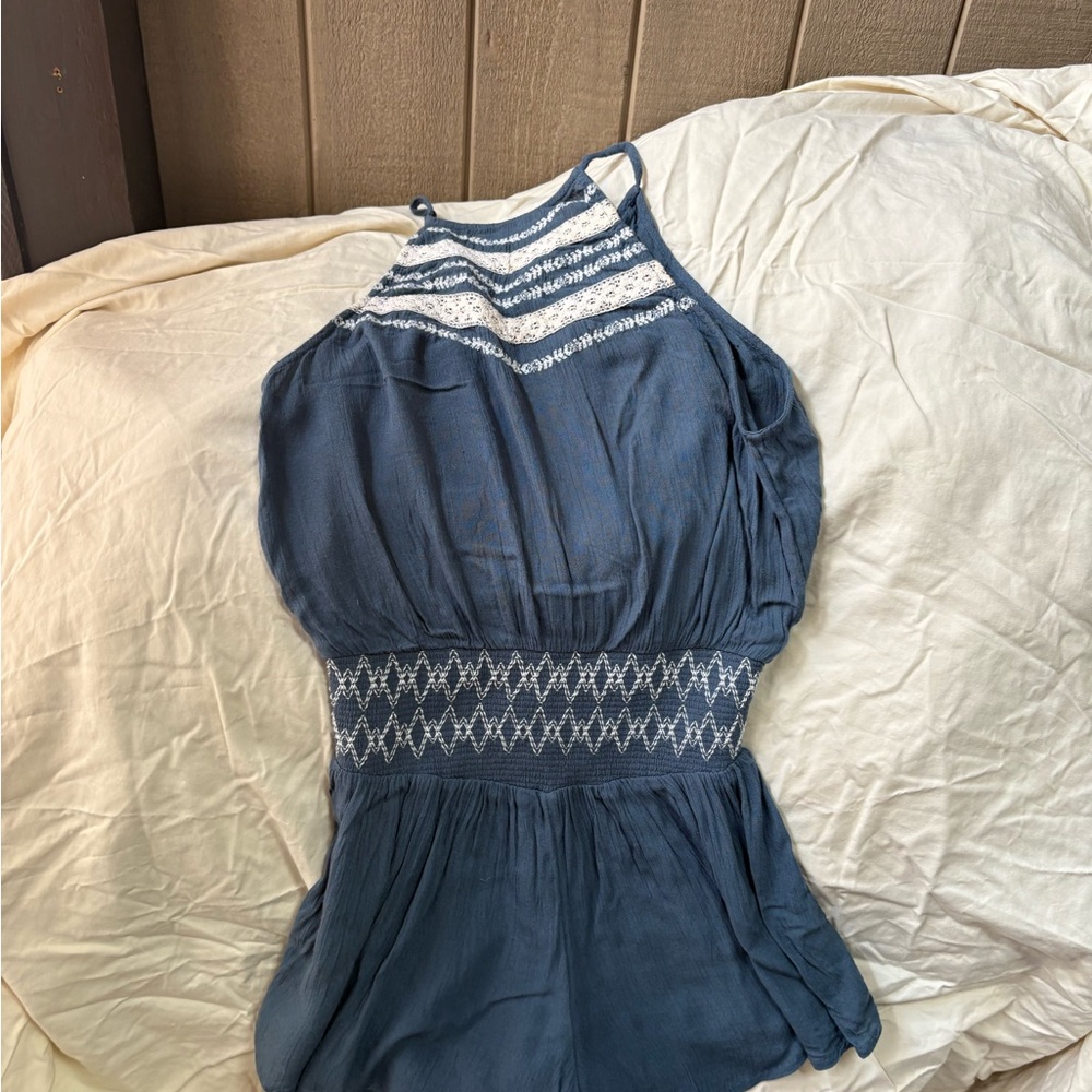 Abercrombie & Fitch Blue Jumpsuit with White Accents